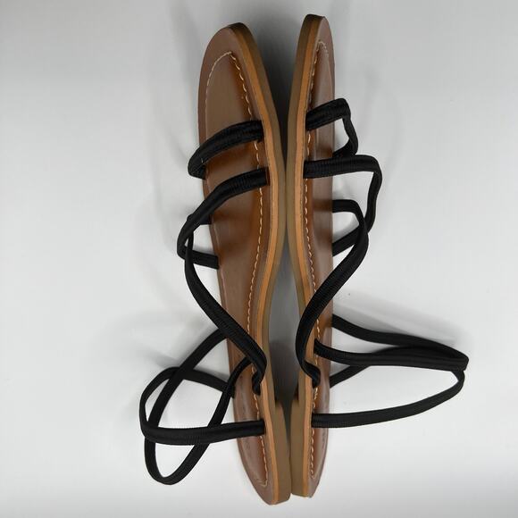 Lucky Brand LK-Bizell Strappy Flat Sandal Elastic Strap Black 9 - Picture 4 of 7